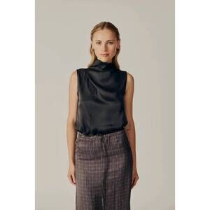 NEW DÈLUC vinca sleeveless cowl top in black